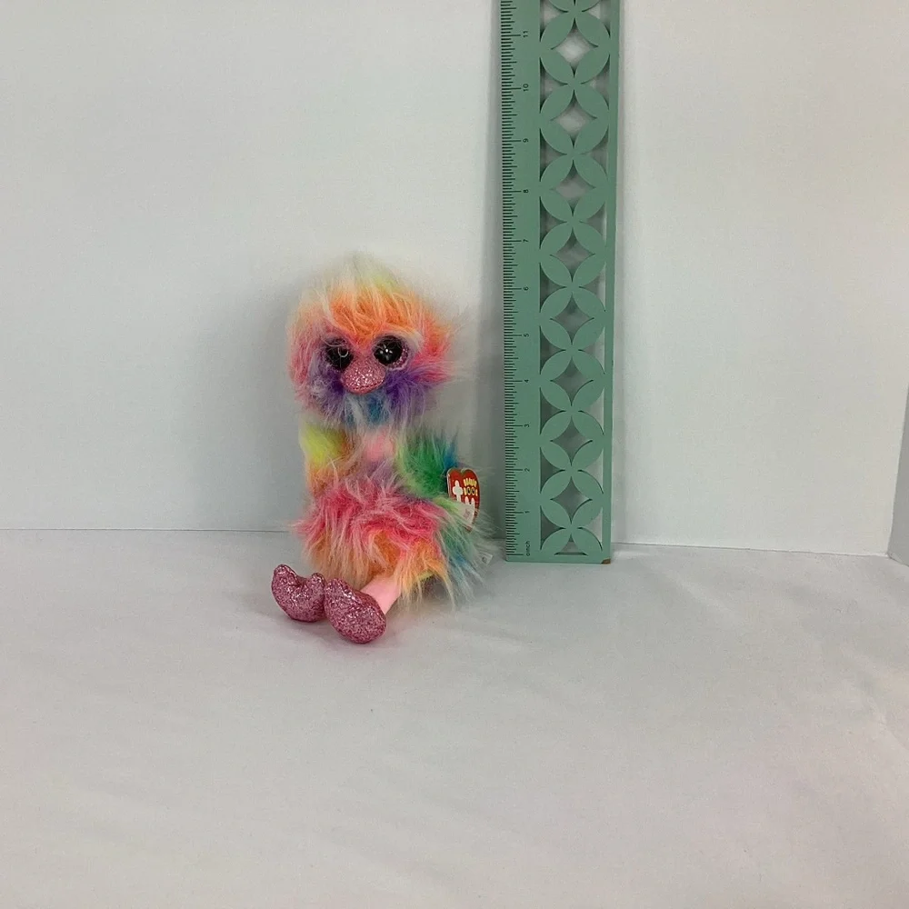 TY Beanie Boos Asha the Rainbow Ostrich Bird Stuffed Animal Plush Toy 2019 w/Tag - Picture 12 of 13